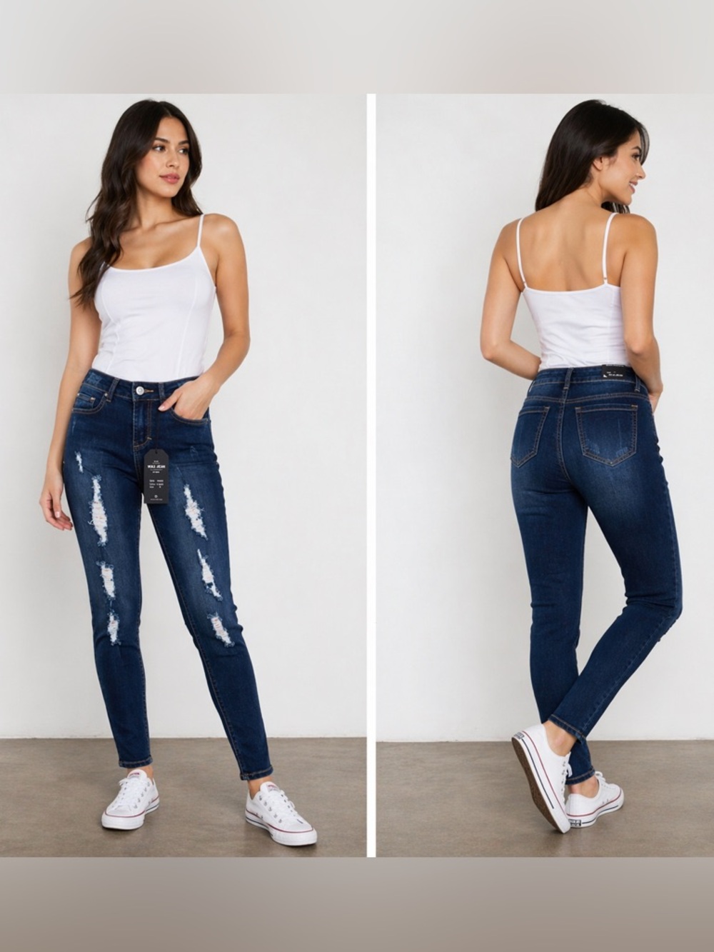 WAX JEAN Skinny Distressed Jeans Women Size 5 Dark Wash Stretch Denim NWT
